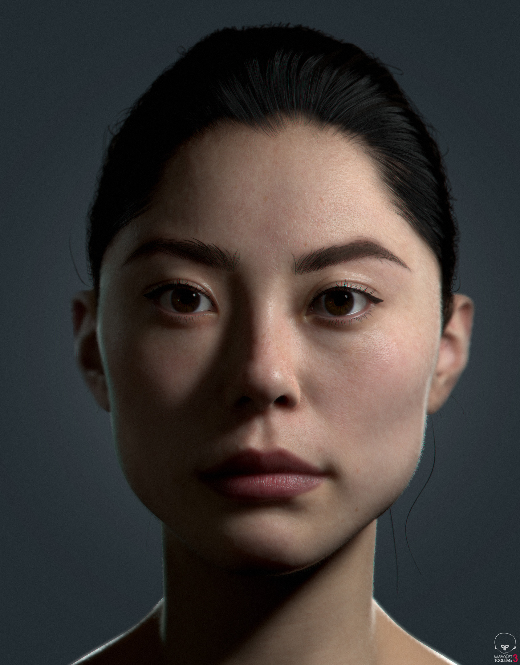 Реалистичная 3D визуализация портрета девушки